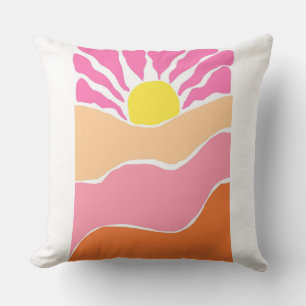Boho rosa und orange Sonnenuntergang Kissen