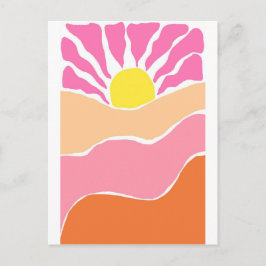 Boho rosa und orange Sonnenuntergang Postkarte
