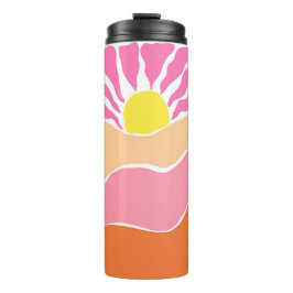 Boho rosa und orange Sonnenuntergang Thermosbecher