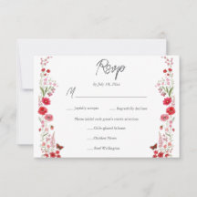 Boho-Rosa- und rote Wildblumen-Hochzeitsmenüwahl