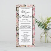 Boho rosa Wasserfarbe Hydrangeas Hochzeitsprogramm (Stehend Vorderseite)