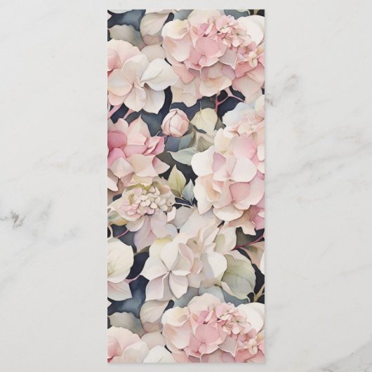 Boho rosa Wasserfarben Blumenhydrangeas Hochzeit Menükarte (Rückseite)