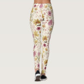 boho Rosa Wildblumen-Wasserfarbe Leggings (Rückseite)