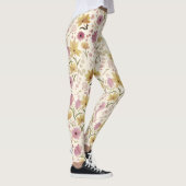 boho Rosa Wildblumen-Wasserfarbe Leggings (Rechts)