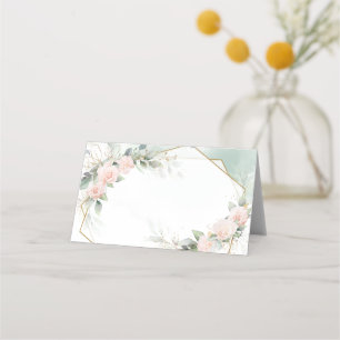 Boho rosafarbene Rosen Blumen Hochzeit Platzkarte