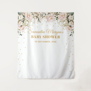 Boho rosafarbenes florales Gold-Blatt-Babyparty Wandteppich
