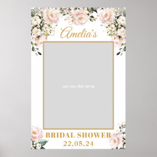 Boho rosafarbenes florales goldenes Braut-Foto-Req Poster
