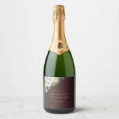 Boho Rose auf Marsala Wedding Schaumweinetikett (Vorderseite)