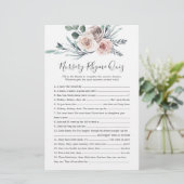 Boho Rose Baby Dusche Kinderzimmer Rhyme Quiz Game (Stehend Vorderseite)