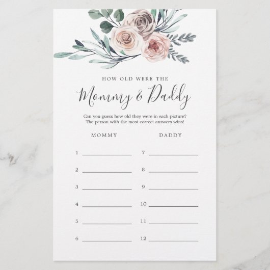 Boho Rose Baby Dusche wie alt waren Mommy und Dadd (Vorderseite)