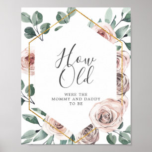 Boho Rose Baby Dusche wie alt waren Mommy und Dadd Poster