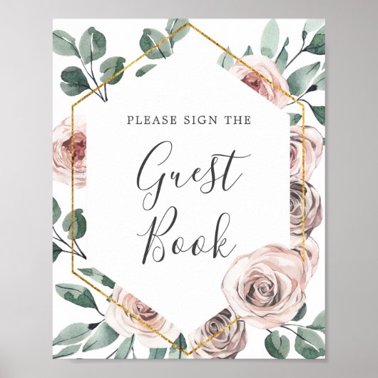 Boho Rose Baby Showbook Gästebuch (Vorne)