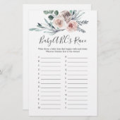 Boho Rose Baby Shower Baby ABCs Race Game (Vorne/Hinten)
