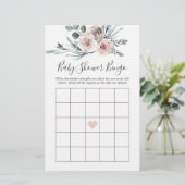 Boho Rose Baby Shower Bingo Game (Stehend Vorderseite)