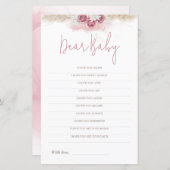 Boho Rose Baby Shower Game Sehr geehrte Kinderkart (Vorne/Hinten)