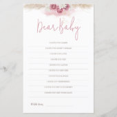 Boho Rose Baby Shower Game Sehr geehrte Kinderkart (Vorderseite)