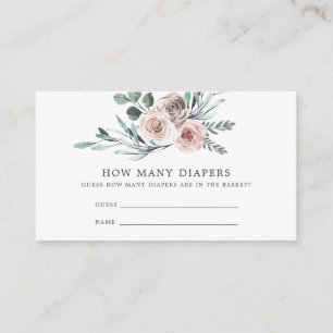Boho Rose Babydusche schätzt wie viele Windeln Begleitkarte