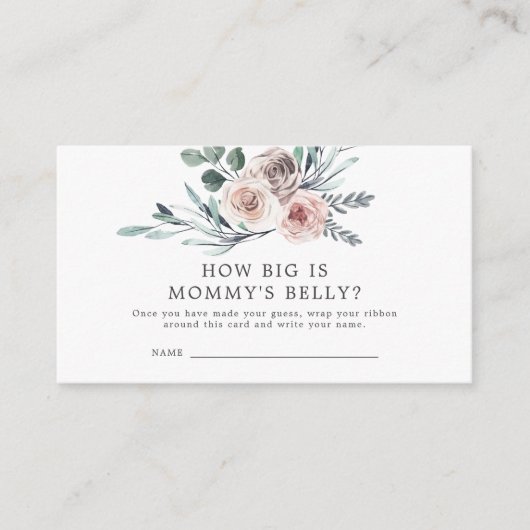 Boho Rose Babydusche Wie groß ist Mama's Bauch Begleitkarte (Vorderseite)