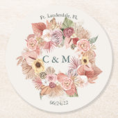 Boho Rose Beige Grünbuch Untersetzer (Vorderseite)