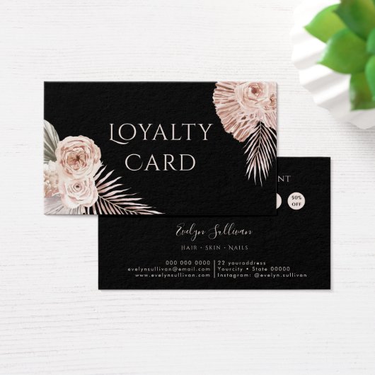 Boho Rose Black Loyalty Card (Schreibtisch)
