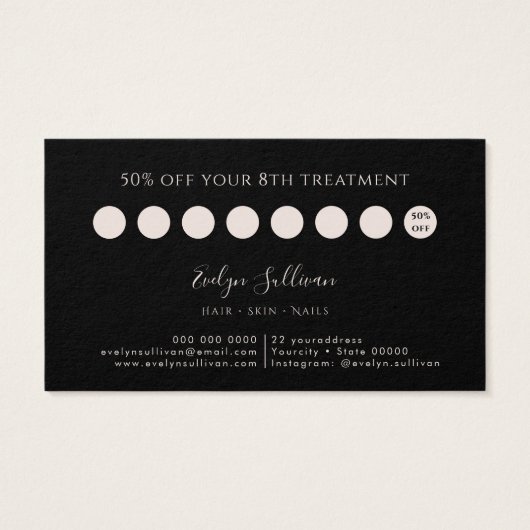 Boho Rose Black Loyalty Card (Rückseite)