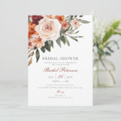 Boho Rose Blumengrün Brautparty Einladung (Stehend Vorderseite)