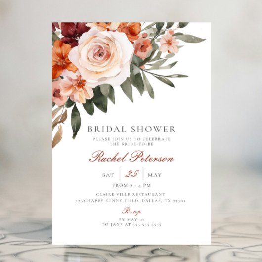 Boho Rose Blumengrün Brautparty Einladung