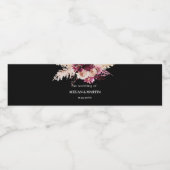 Boho Rose Burgundy Black Wedding Flasche Label Wasserflaschenetikett (Einzelnes Label)