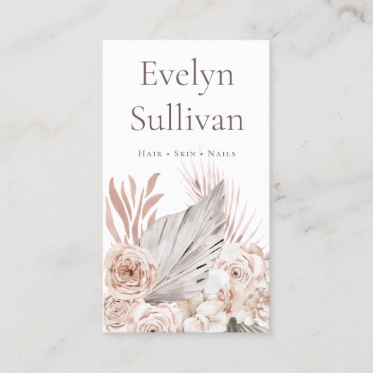 Boho Rose Business Card Visitenkarte (Vorderseite)