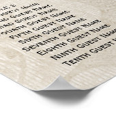 Boho Rose Cream Damask Rustikale Hochzeitssitze Poster (Ecke)