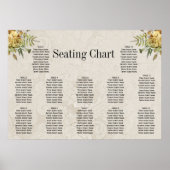 Boho Rose Cream Damask Rustikale Hochzeitssitze Poster (Vorne)