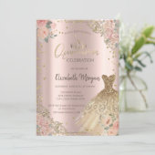 Boho Rose Diamonds Dress Rose Gold Einladung (Stehend Vorderseite)