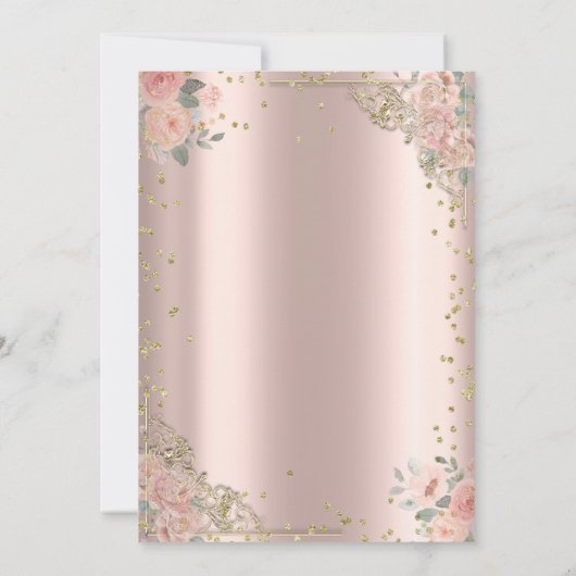 Boho Rose Diamonds Dress Rose Gold Einladung (Rückseite)