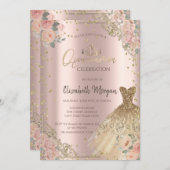 Boho Rose Diamonds Dress Rose Gold Einladung (Vorne/Hinten)