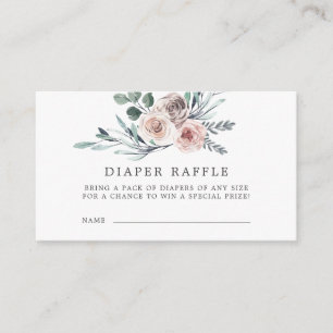 Boho Rose Diaper Raffle Babyduschkarte Begleitkarte