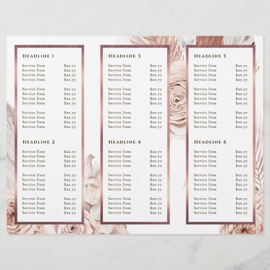 Boho Rose Elegante Broschüre (Rückseite)