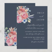 Boho Rose Floral Watercolor Hochzeit Einladung (Vorne/Hinten)