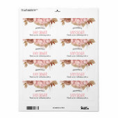 Boho Rose Florals | Babydusche Dankeschön-Etikett (Vorne)