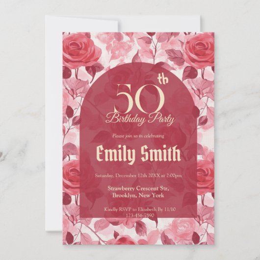 Boho Rose Flower First Birthday Einladung (Vorderseite)