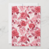 Boho Rose Flower First Birthday Einladung (Rückseite)