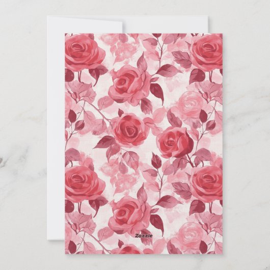 Boho Rose Flower First Birthday Einladung (Rückseite)