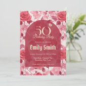 Boho Rose Flower First Birthday Einladung (Stehend Vorderseite)