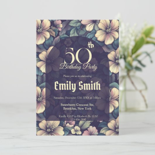 Boho Rose Flower First Birthday Gift Einladung (Stehend Vorderseite)