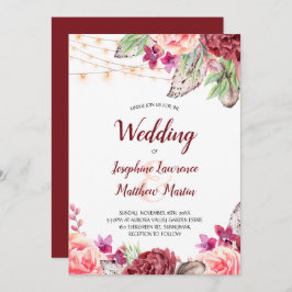 Boho Rose fühlen Lights Wedding Einladung