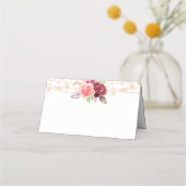 Boho Rose fühlen Lights Wedding Platzkarte (Vorderseite)
