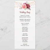 Boho Rose fühlen Lights Wedding Programm (Rückseite)