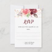 Boho Rose fühlen Lights Wedding RSVP Karte (Vorderseite)