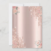 Boho Rose Glitzer Kronplatz Quinceañera Einladung (Rückseite)