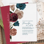 Boho Rose Gold, Aquamarin, Burgund Wedding Folieneinladung