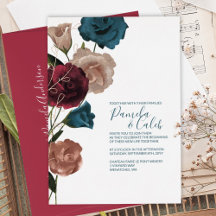 Boho Rose Gold, Aquamarin, Burgund Wedding